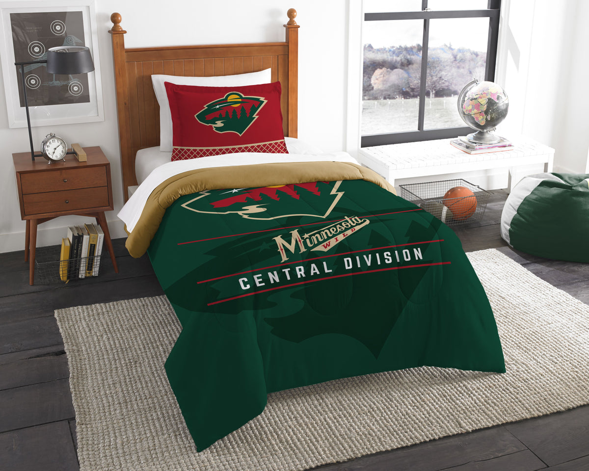 Wild OFFICIAL National Hockey League, Bedding, Draft Twin Printed Comforter (64x 86) & 1 Sham (24x 30) Set by The Northwest Comp