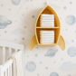 Rattan Rocket Ship Wall Shelf – Space Theme Kids Room & Nursery Décor