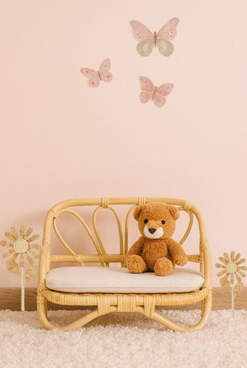 Handmade Rattan Doll Sofa | Boho Montessori Doll Furniture | Eco-Friendly Pretend Play Couch for Girls Dolls
