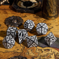 Celtic Knot Dice 7-Dice Set DND RPG Dice Druidic | White, Red, Orange, Yellow. Green, Blue