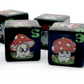 (Black) Mushroom Dice | Printed d6 Dice Featuring Cute Mushroom Numbered