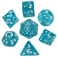 Imperfect - Cat's Meow Blue 7-Dice Set with Silver Glitter - Cat-Themed - Discounted