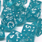 Imperfect - Cat's Meow Blue 7-Dice Set with Silver Glitter - Cat-Themed - Discounted