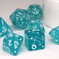 Imperfect - Cat's Meow Blue 7-Dice Set with Silver Glitter - Cat-Themed - Discounted