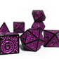 Black with Purple Ink Irregular Pattern Fill | 7-Dice Acrylic Dice Set