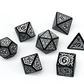 Black with White Ink Irregular Pattern Fill | 7-Dice Acrylic Dice Set