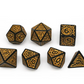 Black with Yellow Ink Irregular Pattern Fill | 7-Dice Acrylic Dice Set