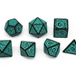 Black with Teal Ink Irregular Pattern Fill | 7-Dice Acrylic Dice Set