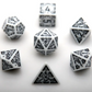 Arcane Obsidian Glyph Polyhedral Dice Set | 7-Dice White & Black