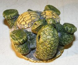 Minature Turtle FigurineThree Turtles  Two Baby Turtles on Stomach