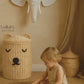 Handwoven Rattan Bear Laundry Basket | Cute Toy Storage Hamper
