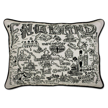 England Hand-Guided Machine Pillow by CatStudio