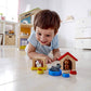 Happy Family Wooden Dollhouse Playset with Family Dolls and Pets Complete Montessori Pretend Play Set for Kids Ages 3+