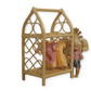 Rattan Doll Clothes Rack with Mini Hangers – Boho Pretend Play Closet for Girls