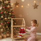 Rattan Doll Clothes Rack with Mini Hangers – Boho Pretend Play Closet for Girls