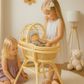 Lullaby Rattan Doll Bassinet with Stand – Handwoven Toy Cradle for Pretend Play