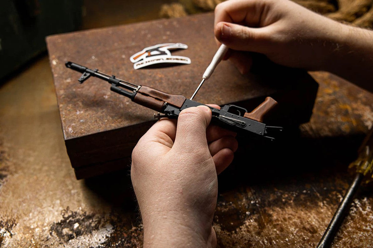 GoatGuns 1/3 Scale Die Cast AK47 Rifle Model "” Black with Wood-Grain Stock