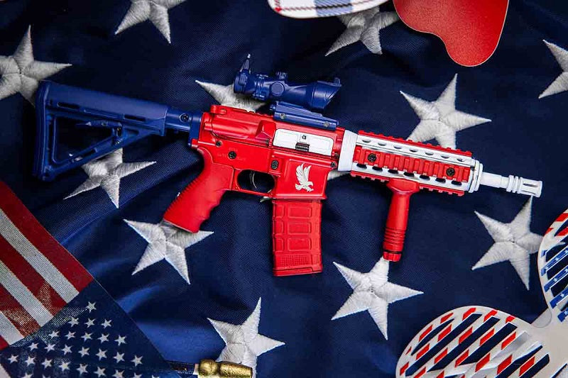GoatGuns 1/3 Scale Diecast AR15 Desktop Model 'M4R1CA' – USA Red White & Blue
