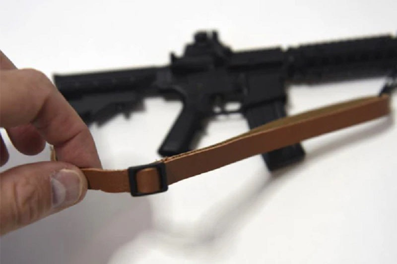 GoatGuns Miniature Adjustable Sling – Brown Cowhide Leather, for Mini AR & AK