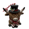 Dapper Don Highland Cow Christmas Ornament
