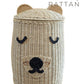 Handwoven Rattan Bear Laundry Basket | Cute Toy Storage Hamper