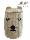 Handwoven Rattan Bear Laundry Basket | Cute Toy Storage Hamper
