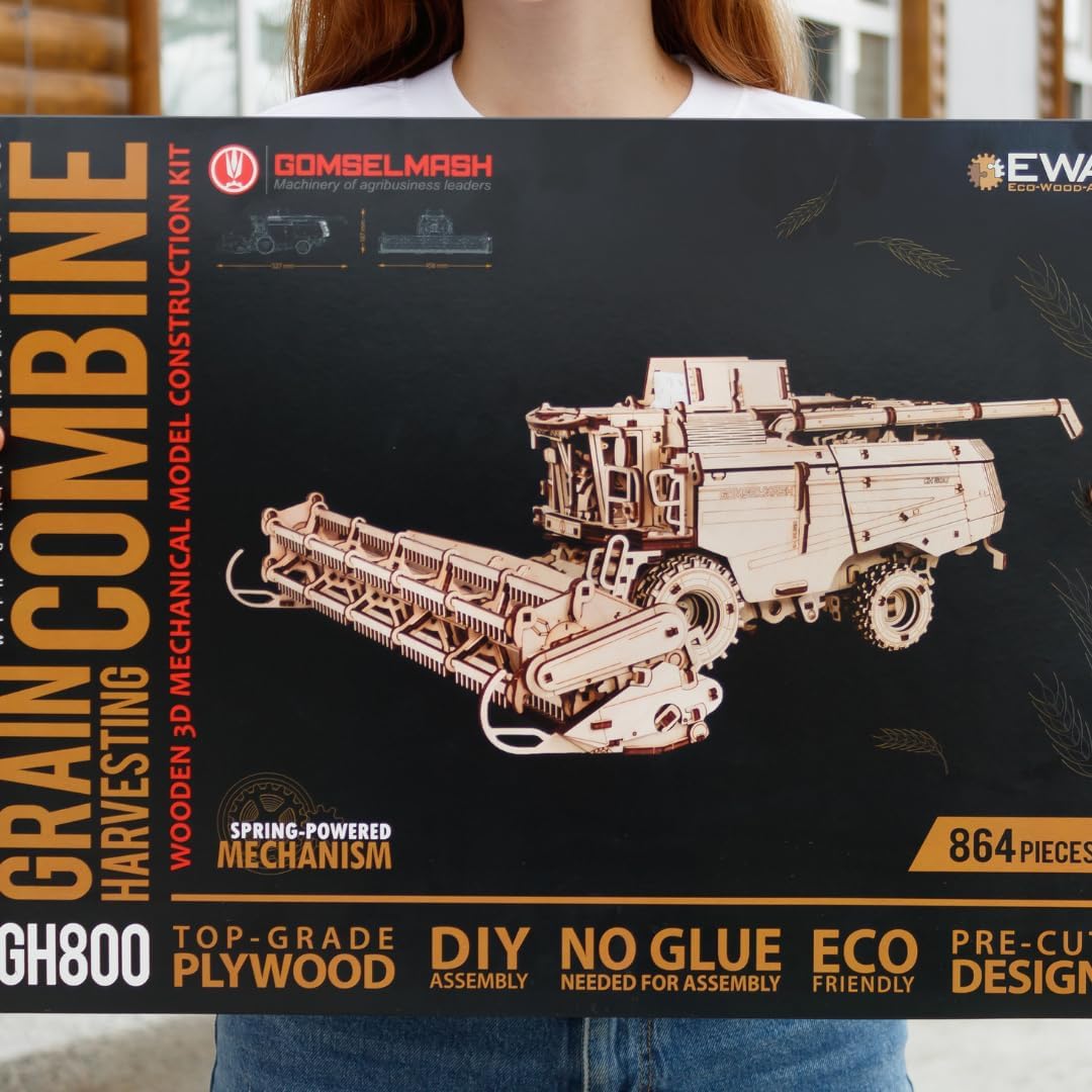 GH800 Grain Harvester — Mechanical Wooden Model, 864 Pieces