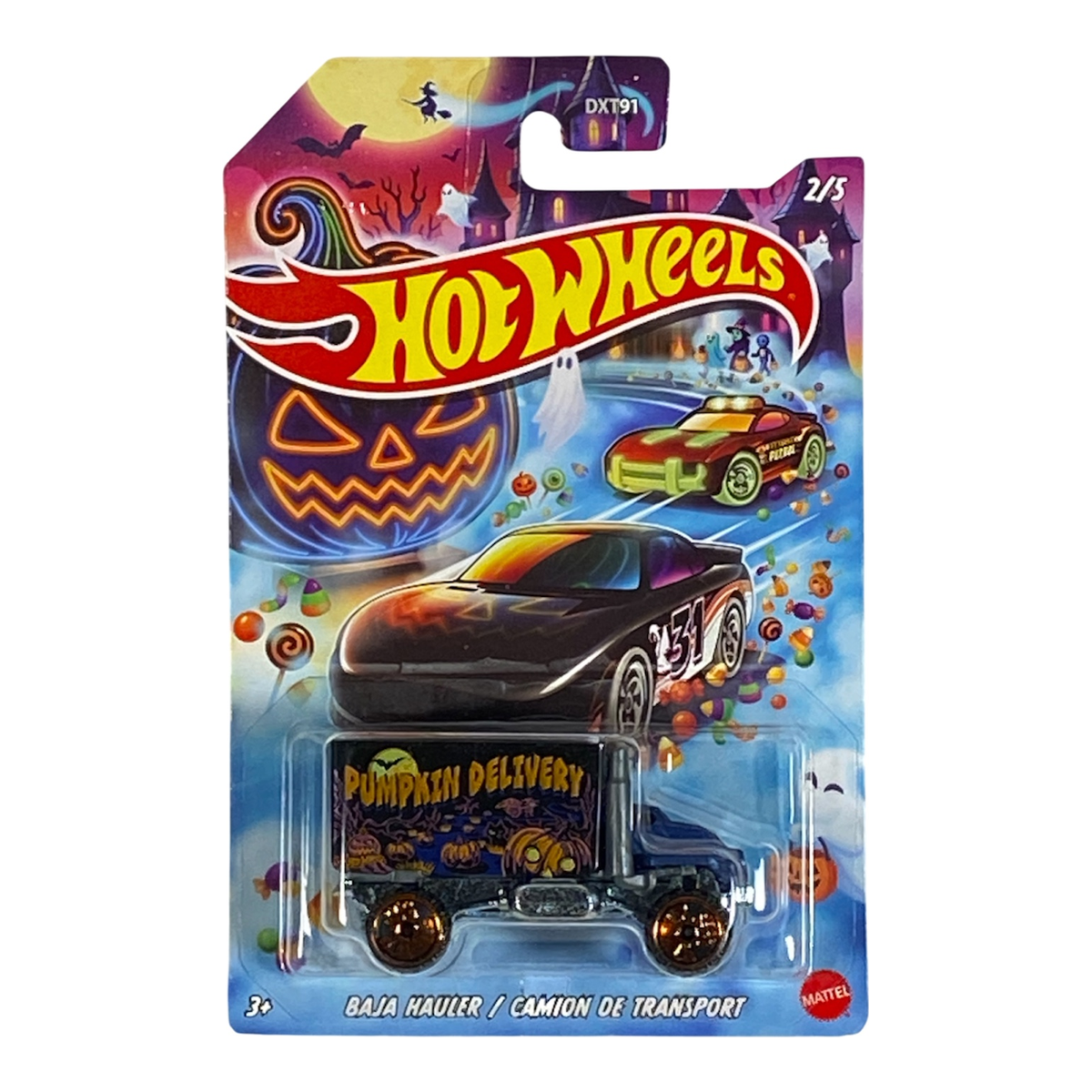 2026 Hot Wheels Baja Hauler Halloween 2/5 Pumpkin Delivery Dark Blue JKY43