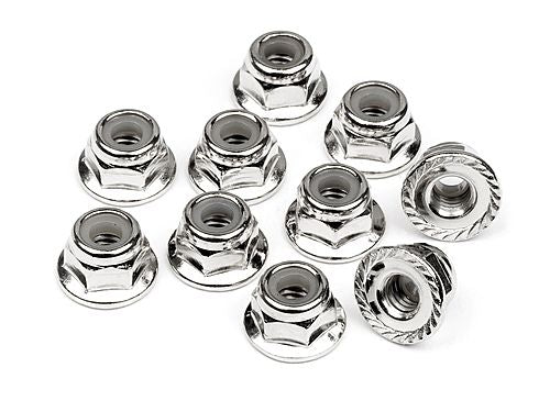 HPI Racing M4 Serrated Flange Lock Nuts Silver (10pcs)