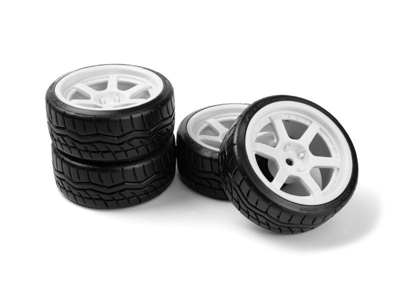 HPI Racing Falken Azenis Drift Tires Pre-Mounted on HRE C106 Wheels White (4pcs)