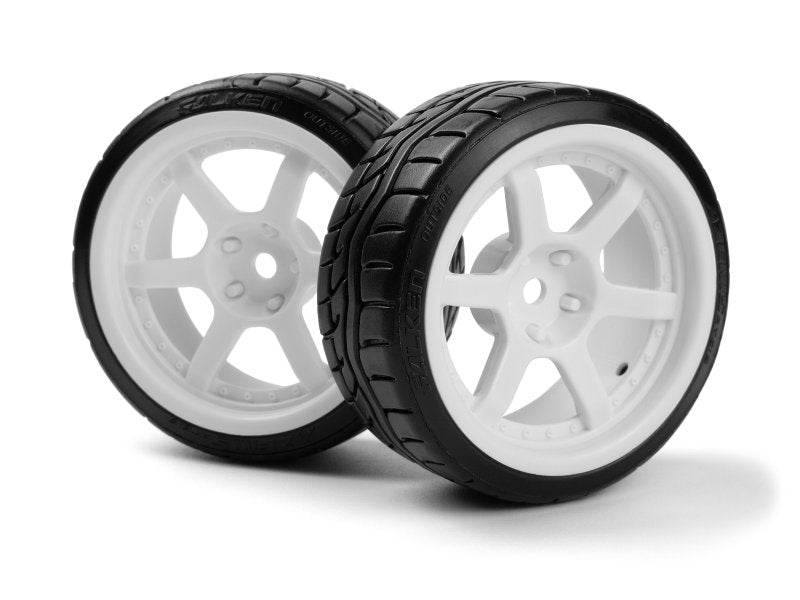 HPI Racing Falken Azenis Drift Tires Pre-Mounted on HRE C106 Wheels White (4pcs)