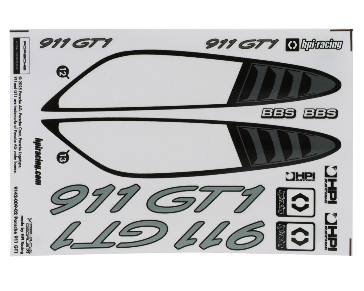 HPI Racing Porsche 911 GT1 200mm Clear Body – 1/10 Scale RC On-Road Shell