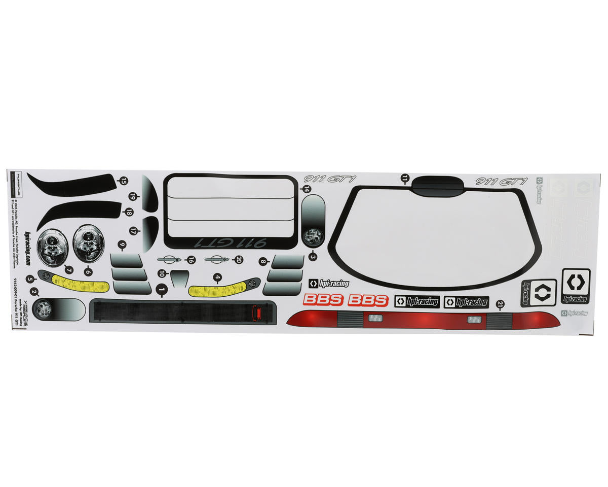 HPI Racing Porsche 911 GT1 200mm Clear Body – 1/10 Scale RC On-Road Shell