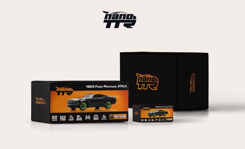 HPI Racing nano-TTR 1969 Ford Mustang RTR-X 1/64 2WD Micro RC Car Grey - Complete RTR with Radio