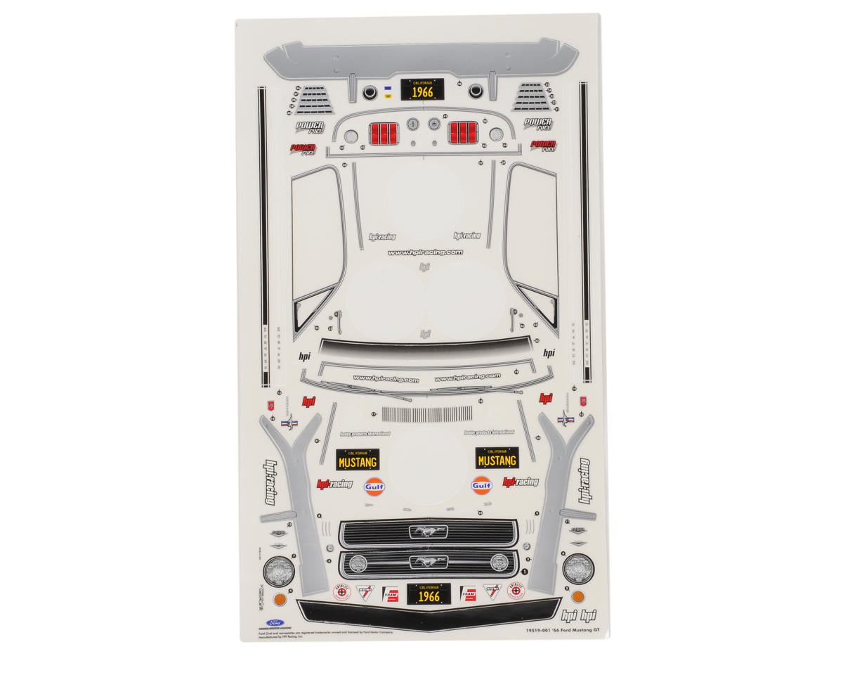 HPI Racing 1966 Ford Mustang GT Clear Body Shell 200mm for 1/10 Scale Touring Cars