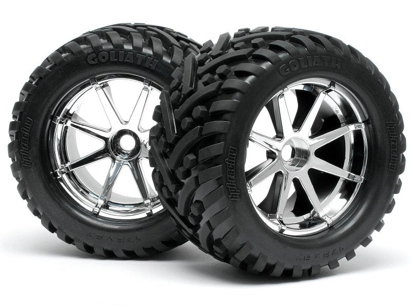 HPI Racing Mounted Goliath Tire 178x97mm on Blast Wheel Chrome for Savage X Monster Trucks