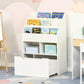 HOMCOM Kids Bookcase Multi-Shelf Book Rack with Mobile Drawer, White