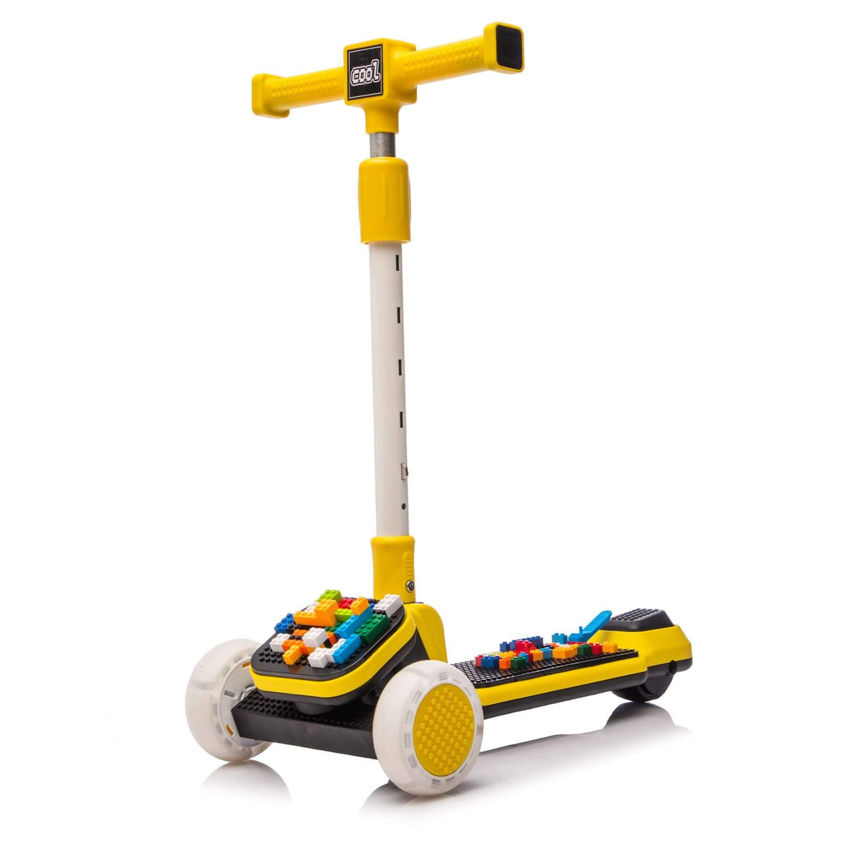 ToyRides Elite Kids Ride On 3-Wheel Scooter W/Buildable Blocks, Aged 3-9, Yellow