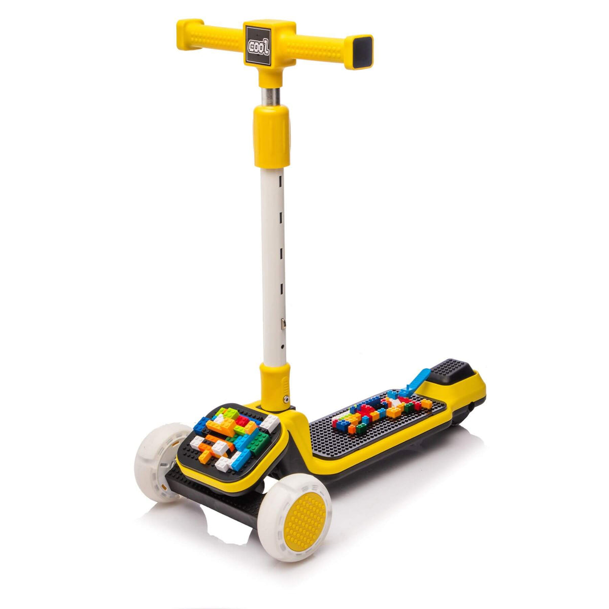 ToyRides Elite Kids Ride On 3-Wheel Scooter W/Buildable Blocks, Aged 3-9, Yellow