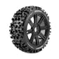 Louise R/C B-Pioneer 1/8 Off-Road Buggy Tires 17mm Hex Soft Mounted Black Spoke Rim Pair