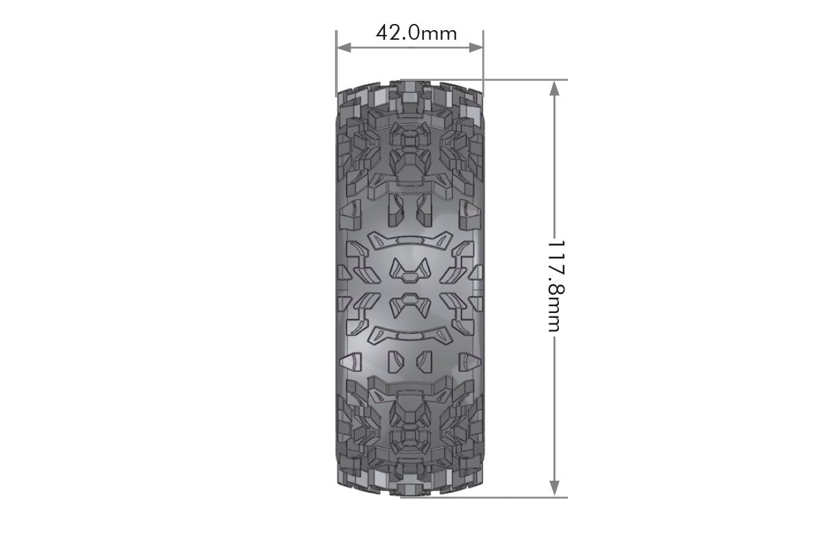 Louise R/C B-Pioneer 1/8 Off-Road Buggy Tires 17mm Hex Soft Mounted Black Spoke Rim Pair
