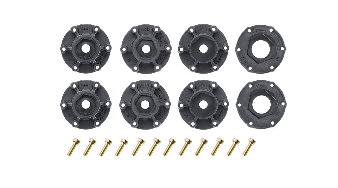 Louise R/C SC-Rock 1/10 Short Course Tires Soft 12mm 14mm 17mm Removable Hex Mounted Black Rim Pair
