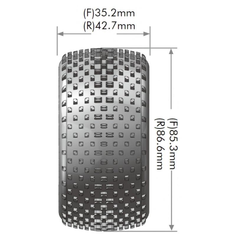 Louise R/C E-Hornet 1/10 4WD Rear Buggy Tires Soft, Mounted White (12mm Hex)