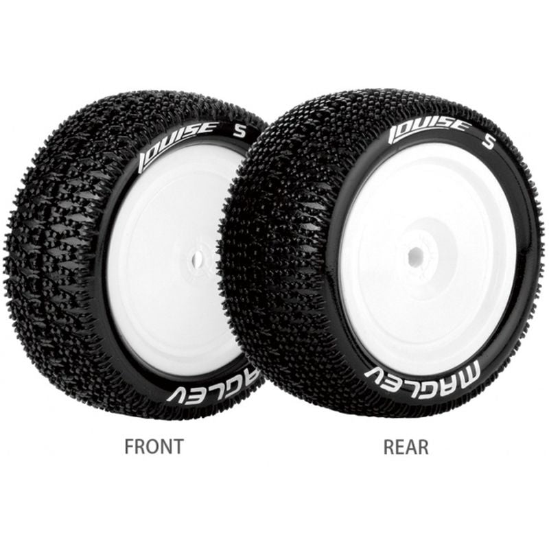 Louise R/C E-Maglev 1/10 4WD Front Buggy Tires Soft, Mounted White (12mm Hex)