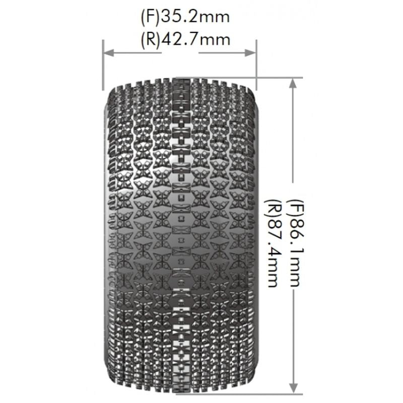 Louise R/C E-Maglev 1/10 4WD Front Buggy Tires Soft, Mounted White (12mm Hex)