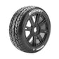 Louise R/C B-Rocket 1/8 Off-Road Buggy Tires 17mm Hex Soft Mounted Black Spoke Rim Pair