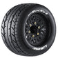 Louise R/C MT-Rocket Soft 1/10 Monster Truck Tires on Black Rims, Removable Hex