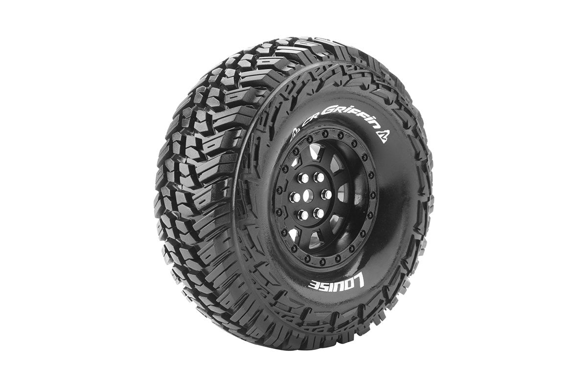 Louise R/C CR-Griffin 1/10 1.9" Crawler Tires Mounted 12mm Hex Super Soft Black Rim Pair