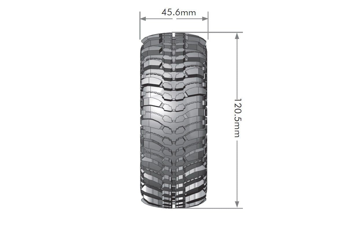 Louise R/C CR-Champ 1/10 1.9" Crawler Tires Mounted 12mm Hex Black Chrome Rim Pair