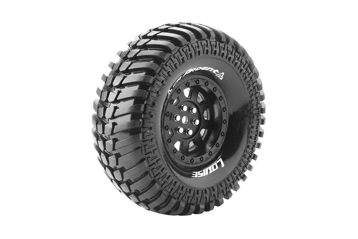 Louise R/C CR-Ardent 1/10 1.9" Crawler Tires Mounted 12mm Hex Super Soft Black Rim Pair